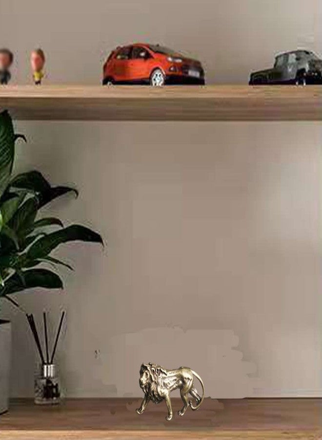 ALHBEJT Chinese Handmade Brass Lion Statue Home Decor Animal Figurines for Living Room Bedroom Home Office Cabinets Mininature Craft Gift (2Pcs Gold) - Image 4